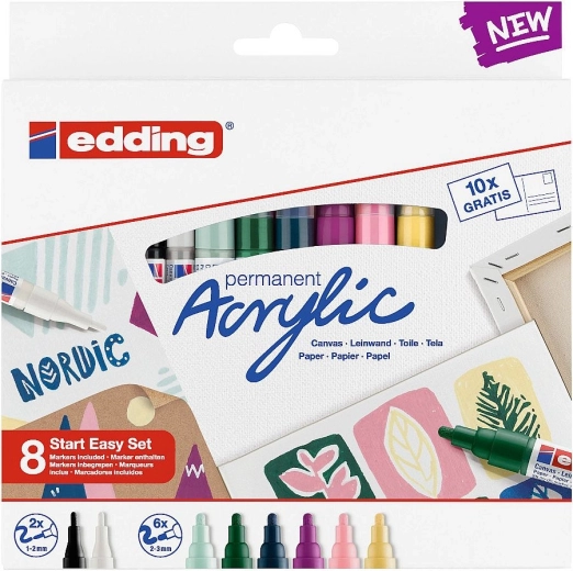 Akrüülmarkerid EDDING Nordic Easy Start – komplekt 8