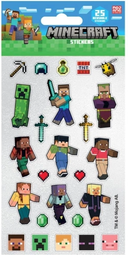 Reusable Minecraft Stickers – 25 Pieces