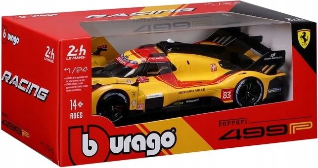 BBU Ferrari racing 499P Le Mans kollane automudel 1:24