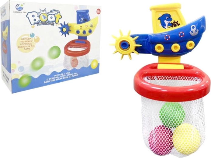 Bath toy – boat with hoop and balls for children
