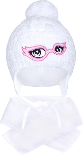 Winter kids’ knitted hat with scarf New Baby white (3–4 years)