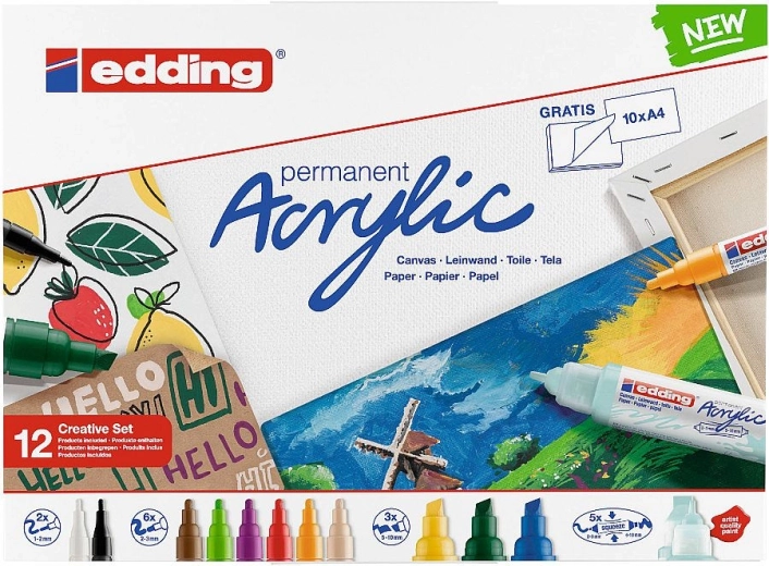 Akrüülmarkerid Edding Creative – 12 värvi komplekt