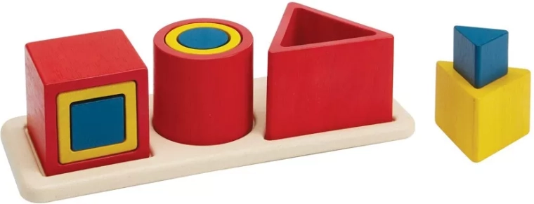 Geomeetrilised kujundid – PlanToys puidust kujundisorteerija