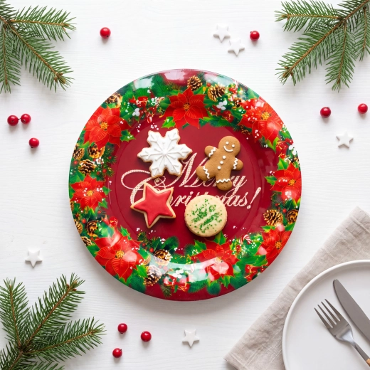 Jõuluteemaline plasttaldrik Merry Christmas 37,5 cm