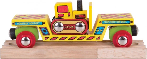 Bigjigs Rail kaubavagun buldooseriga ja 2 rööbastükiga
