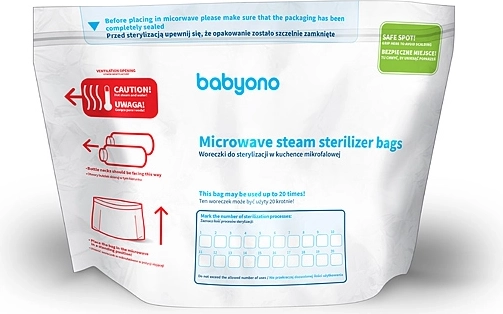 BabyOno mikrolaineahju steriliseerimiskotid, 5 tk