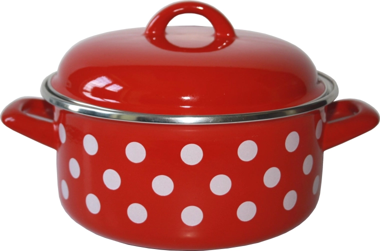 Emailitud kaanega kastrul 14 cm 1 l Puntík punane