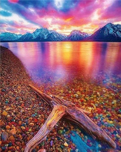 Diamond Painting Mountain Sunset 30 × 40 cm