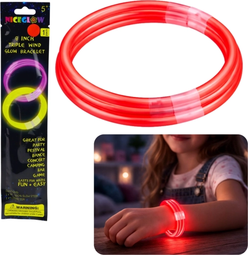 Kolmekordne fluorestseeruv pimedas helendav käevõru Glow Stick 20 cm