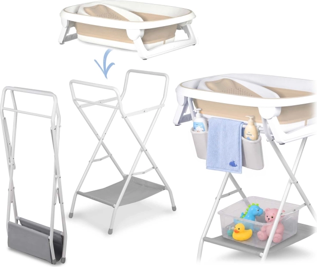 Folding stand for comfortable bathing