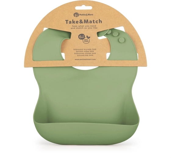 Silicone bib Petite&Mars Take&Match sweet pea 6m+
