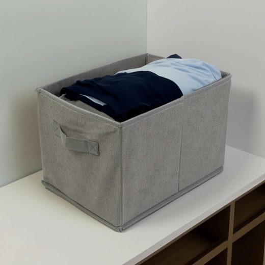 Textile Storage Box 32 × 22 × 22 cm Grey