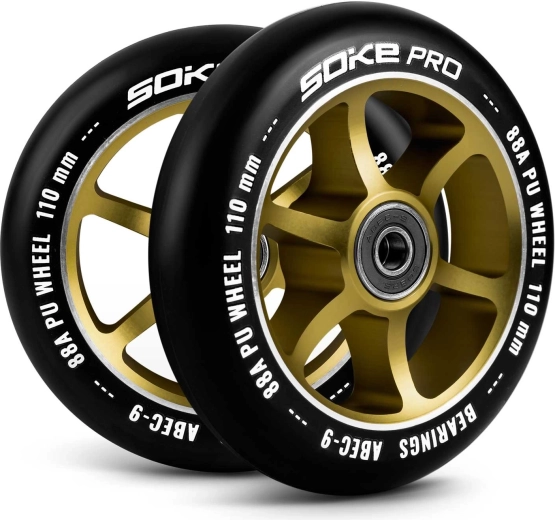 Tõukeratta rattad 110 mm kuldsed (2 tk) SOKE