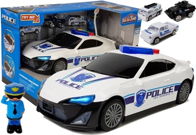 Politseiauto garaažifunktsiooniga 2 ühes, heli ja tuledega