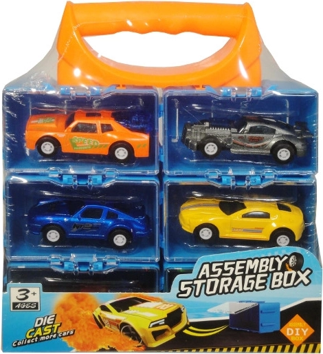 Metal pull-back sports cars, 6 pcs in a carry case
