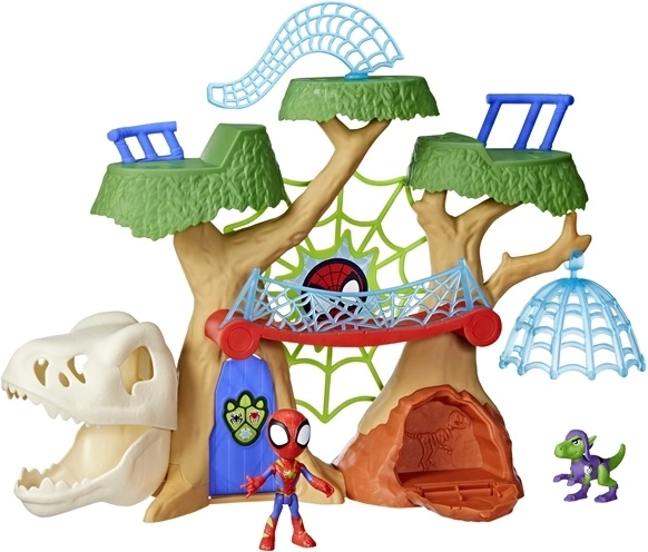 Mäng Spider-Mani ja dinosauruse figuuridega