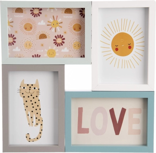 Collage photo frame for 4 photos, white/grey
