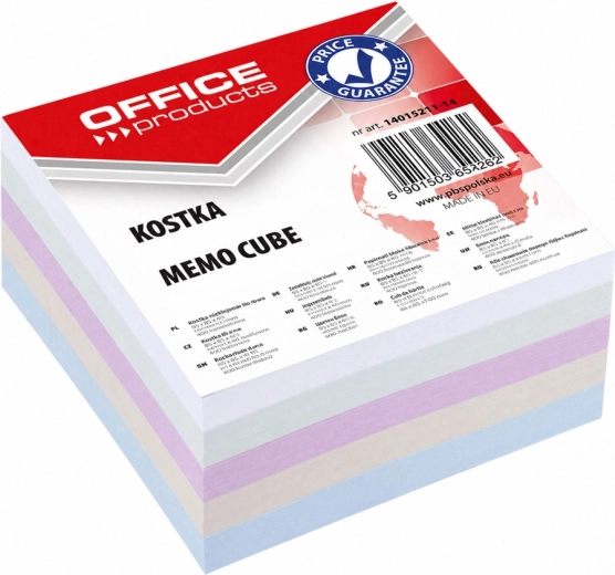 Paberist märkmepaberikuubik OFFICE PRODUCTS, liimimata 85 × 85 × 40 mm, värvide segu – 1 tk