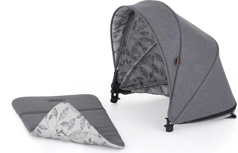 Extendable canopy with visor and patterned lining