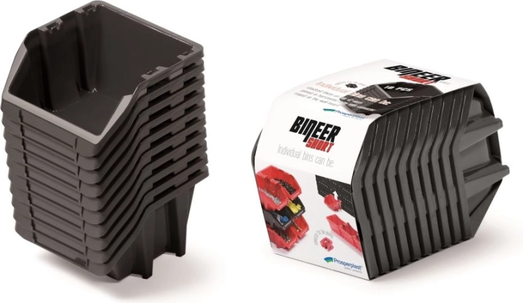 Set of BINEER Short storage boxes, 10 pcs, 180 × 98 × 118 mm, black