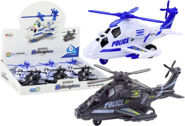 Politseihelikopter hõõrdajamiga, valguse ja heliga