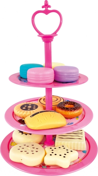 Pink serving stand for pastries for kids
