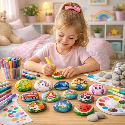 All-in-one set: stones, markers, and glitter