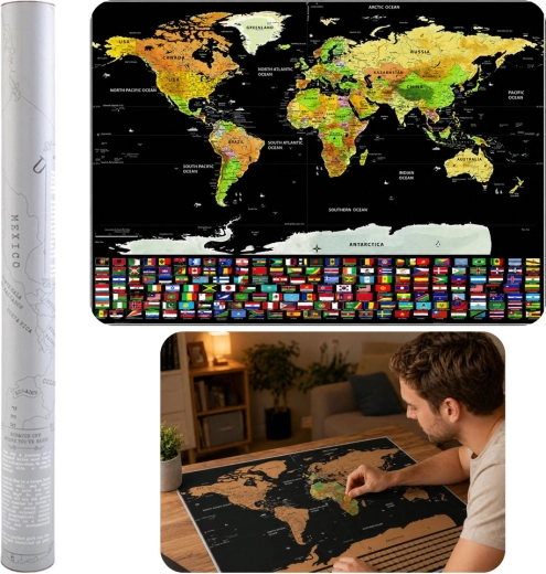 Kraabitav maailmakaart – plakat reisijatele 82 × 59 cm