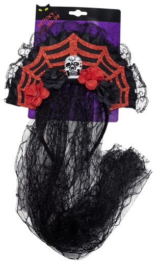 Halloween veil with skull and roses