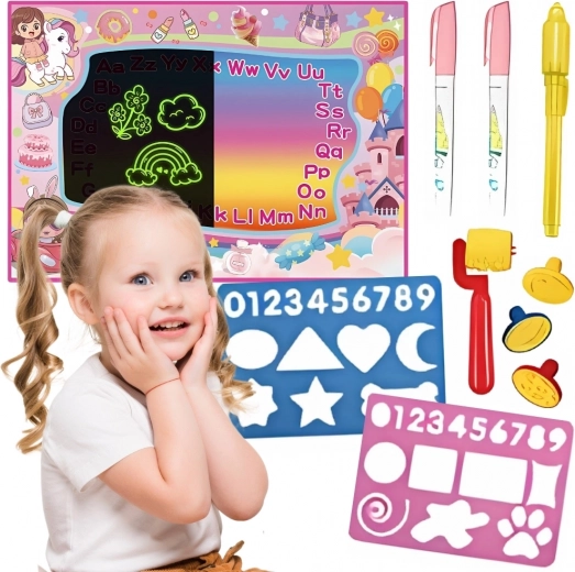 Woopie water drawing mat 2-in-1 XXL 100 × 70 cm with glowing effect