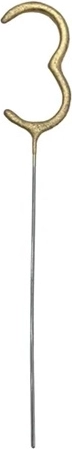 Number 3 shaped sparkler (cold spark) gold 15 cm - 1 piece