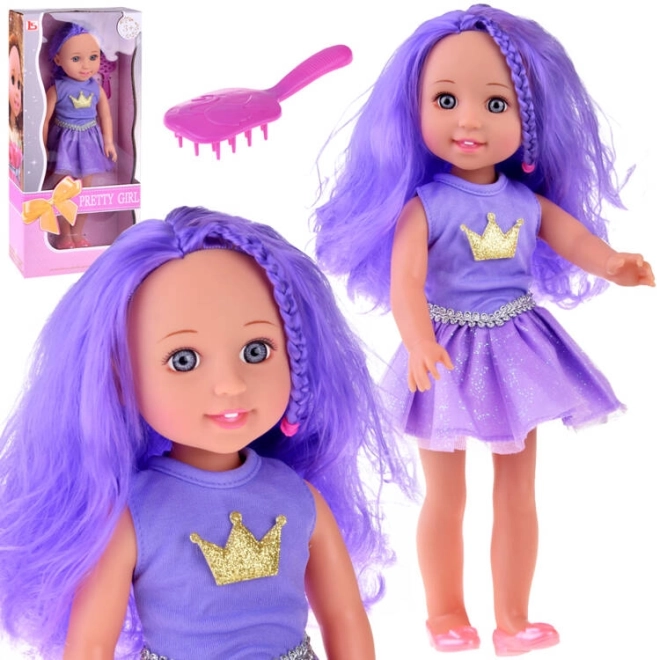 Purple Queen doll with comb 38 cm