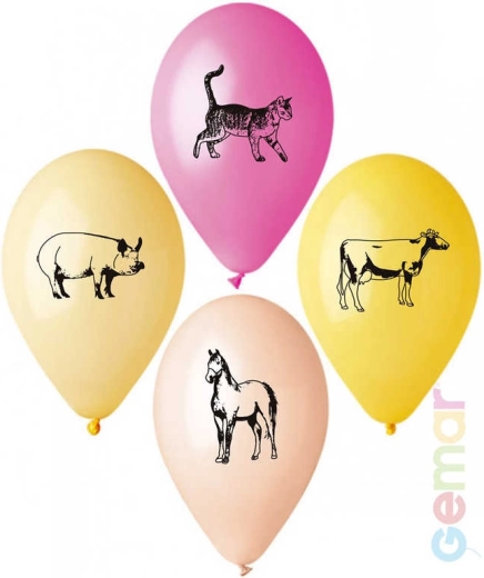 Gemar pastel latex balloon with farm print 26 cm - 1 piece
