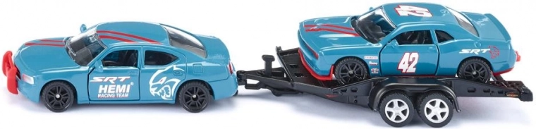 Siku komplekt 1:55 – pukseerimisauto DODGE Charger haagisega ja võidusõidu DODGE Challenger SRT