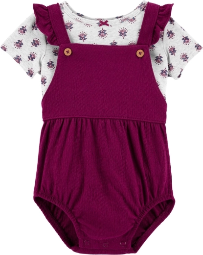 Carter's komplekt: lühikeste varrukatega T-särk ja traksipüksid/retuusid pink floral tüdrukule (3 m)