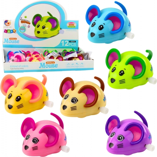 Wind-up mouse with wagging tail 8 cm – assorted colors