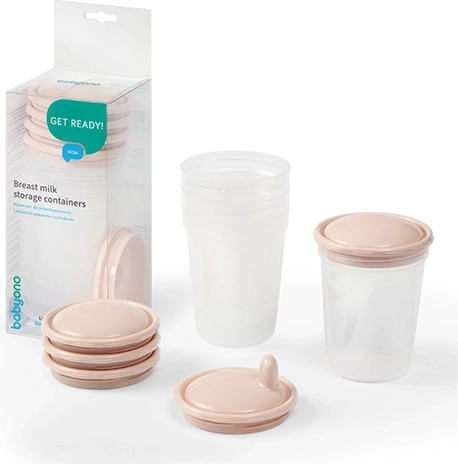 BabyOno toidu säilitamise ja külmutamise anumad 200 ml, 4 tk, beežid
