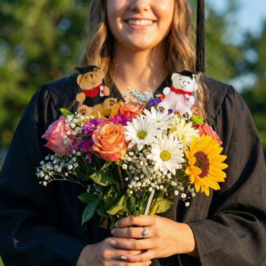 Bear pick decoration with graduation cap - 1 piece