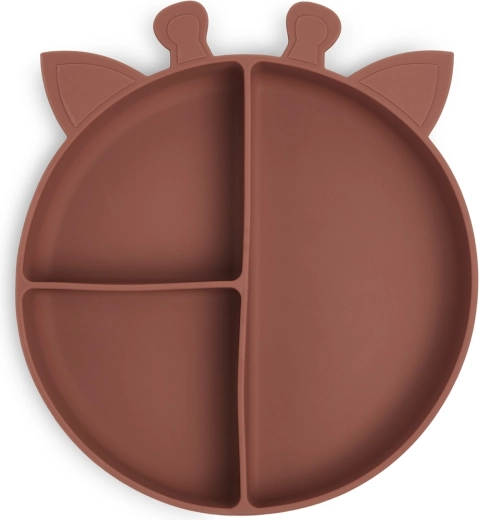 Nuuroo Orla silicone divided plate giraffe mahogany