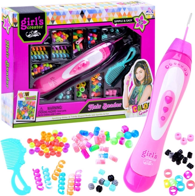 Girl's Creator juuksekaunistuste komplekt pärlite lükkajaga