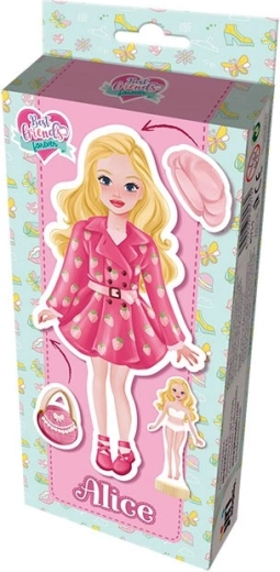 magnetic dress-up dolls Alice with wooden base