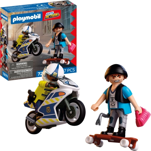 Playmobil City Action politsei mootorrattajälitus – figuuride ja tarvikute komplekt