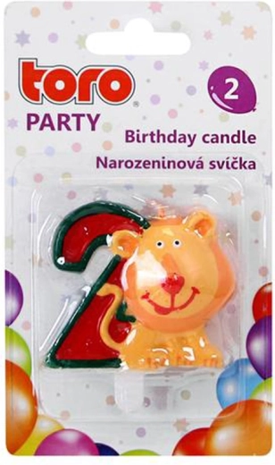 Birthday cake candle number 2 with lion TORO 5 cm