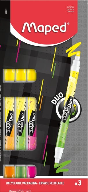 Tekstimarkerid MAPED Fluo Peps Duo Neon, komplekt 3 tk
