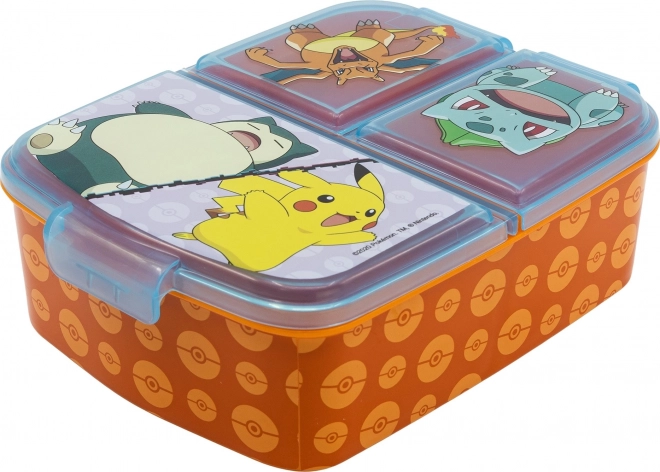 Laste suupistetekarp 3 sektsiooniga POKÉMON oranž-sinine Stor