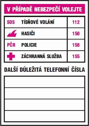 Isekleepuv tabel – tähtsad telefoninumbrid 74 × 105 mm