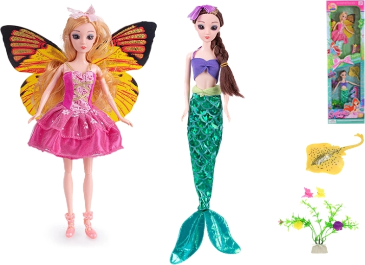 Doll Set Fairy and Mermaid 29 cm with Accessories