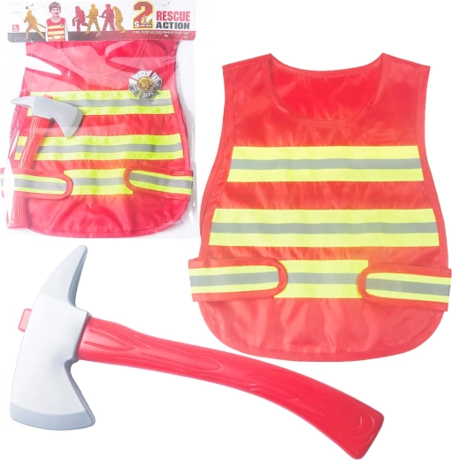 Firefighter vest with axe and badge for children