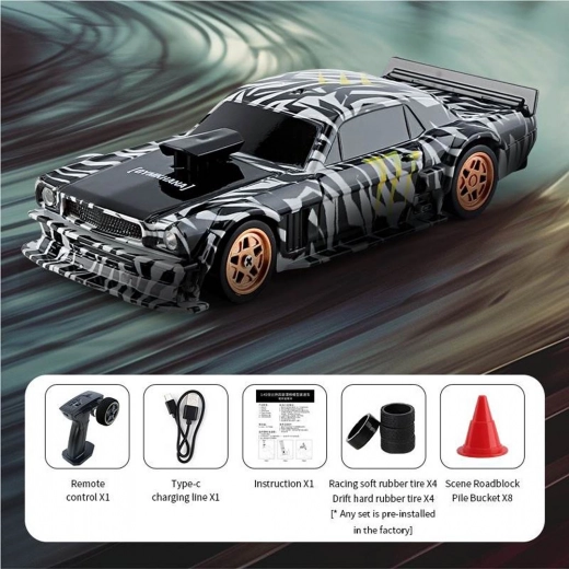Roheline RC-driftiauto mõõtkavas 1:43 koos tarvikutega