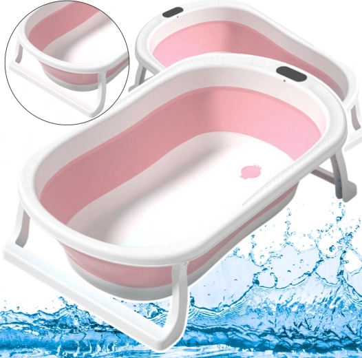 Folding baby bathtub with non-slip legs – pink